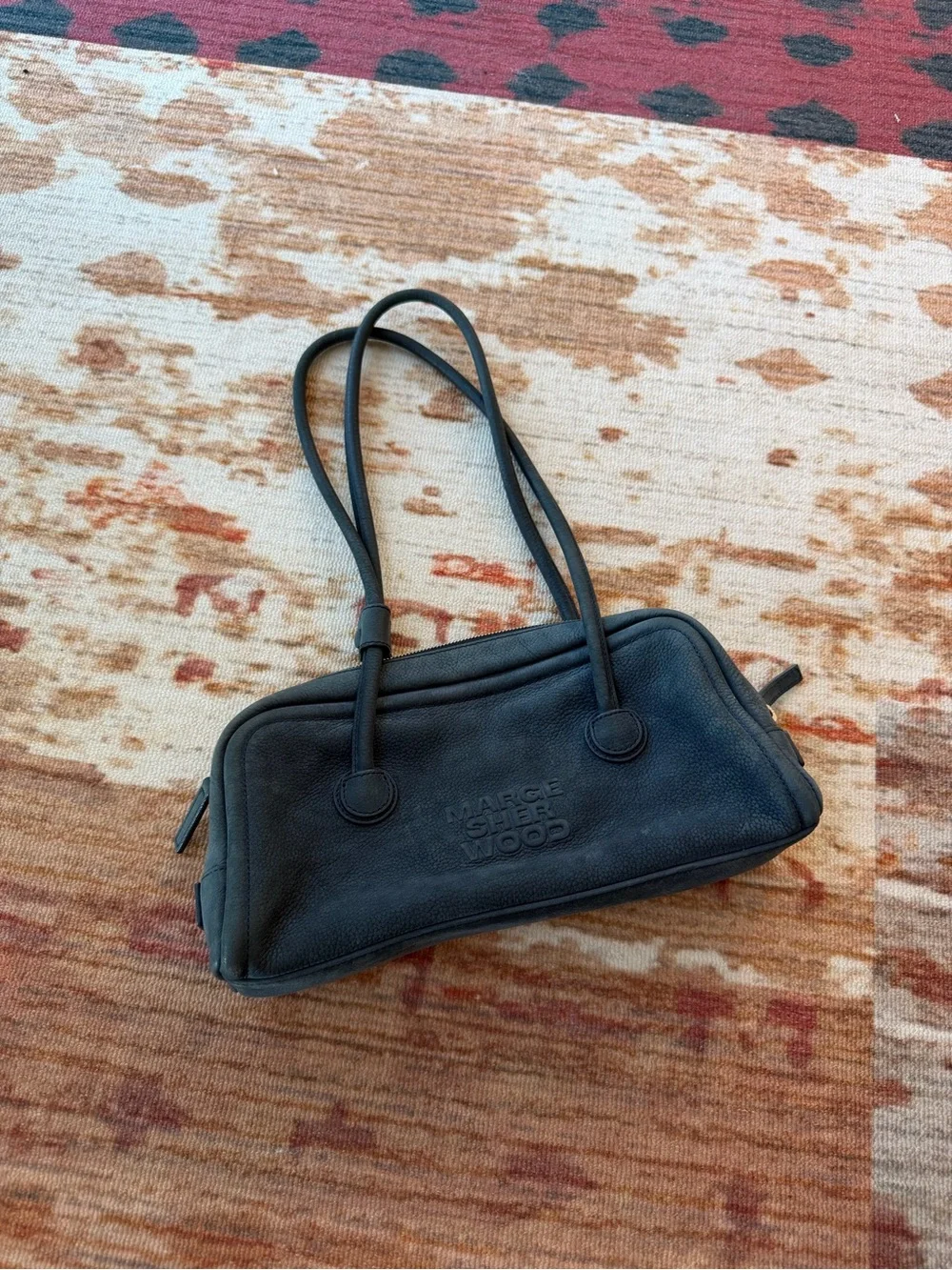 Marge Sherwood Navy Leather Shoulder Bag